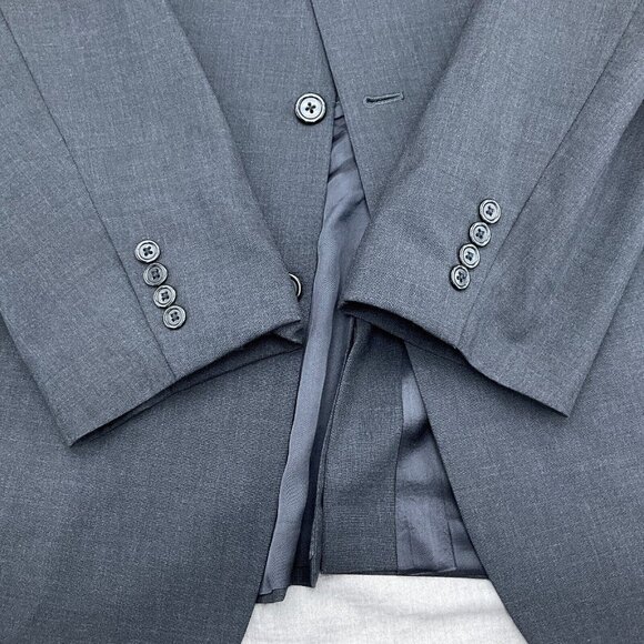 Jos A Bank Suit Men 46L/38Wx31L Gray Straight Leg Classic Career Wool 2pc - Picture 3 of 16